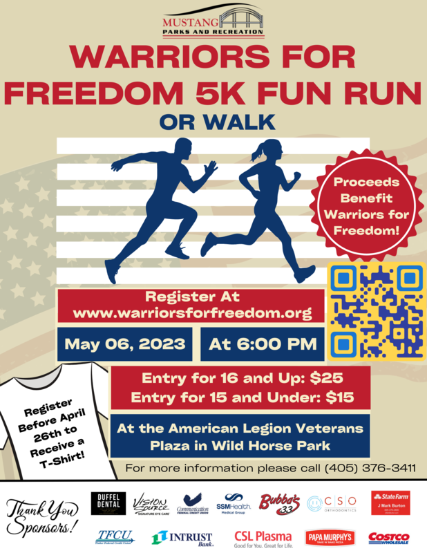 A poster containing the information for Warriors for Freedom 5K
