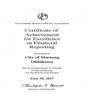 Certificate of Achievement for Excellence to Financial Reporting