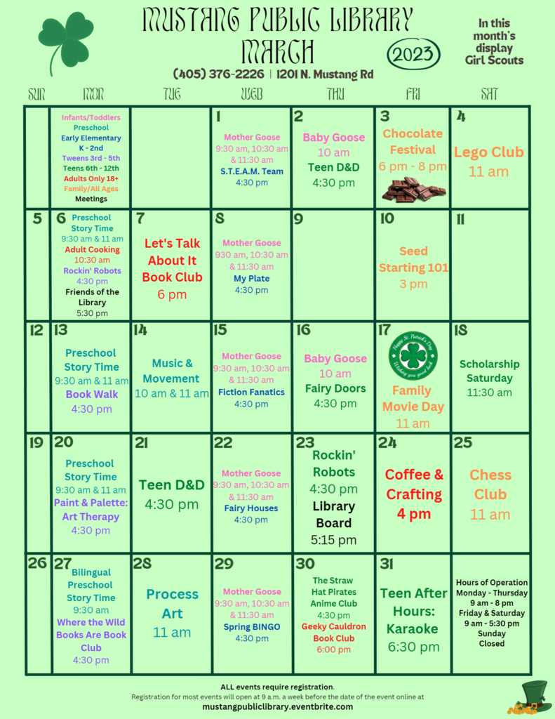 March calendar of events
