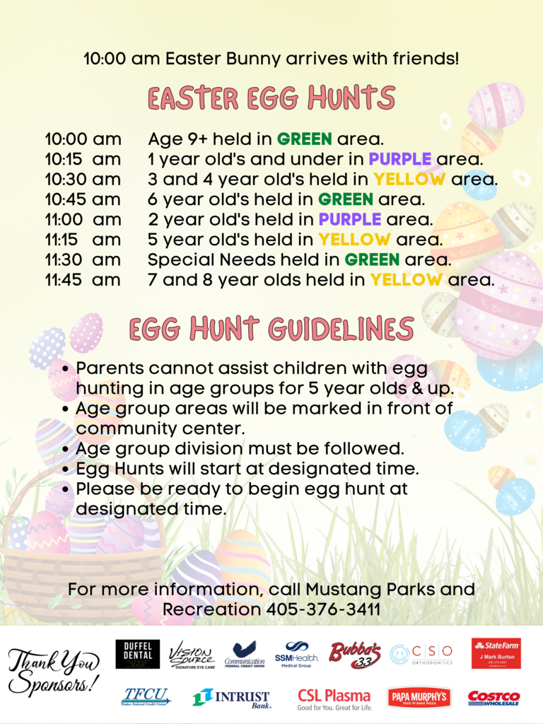 Easter Egg Hunt Times