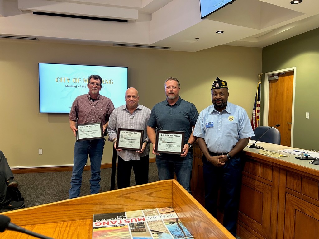 City Employees with American Legion Commander